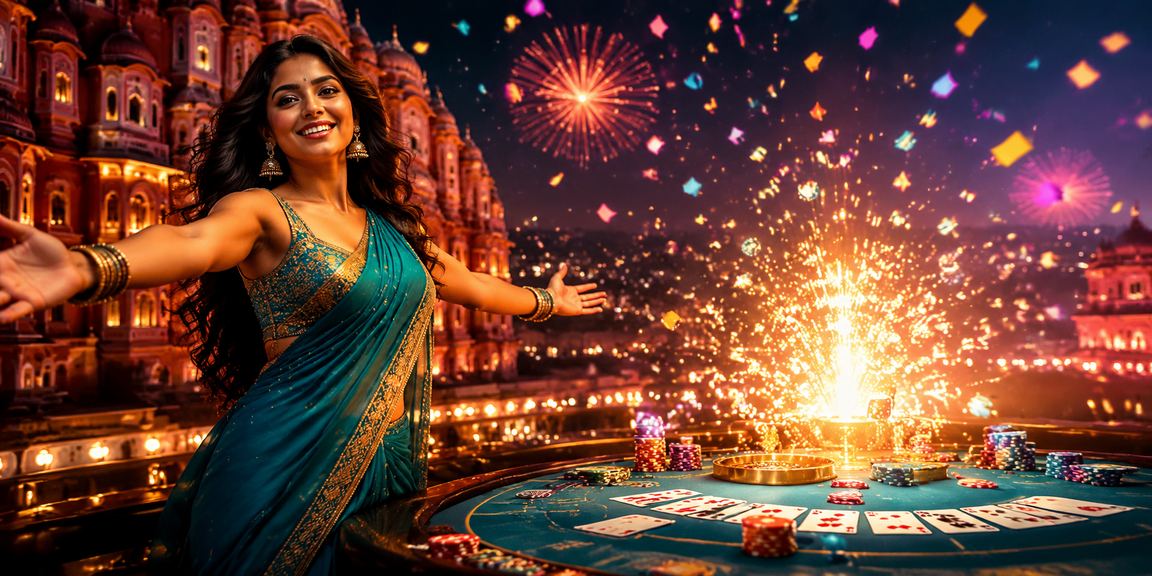 Indian player enjoying baccarat game in traditional attire